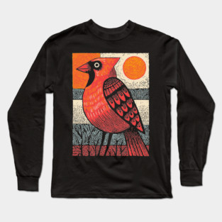 Regal Cardinal Bird | Winter Solstice Messenger Long Sleeve T-Shirt