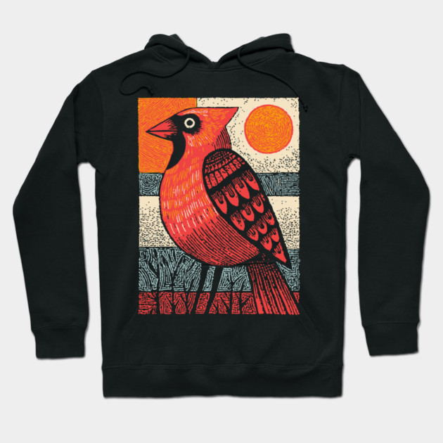 Regal Cardinal Bird | Winter Solstice Messenger Hoodie by TuncGK