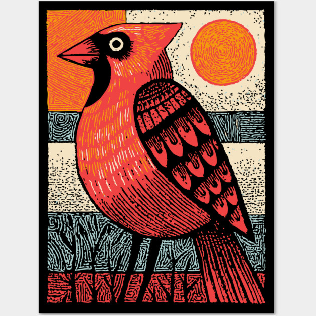 Regal Cardinal Bird | Winter Solstice Messenger Wall Art by TuncGK