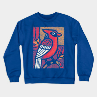 Folk Art Cardinal | Simple Woodland Bird Crewneck Sweatshirt