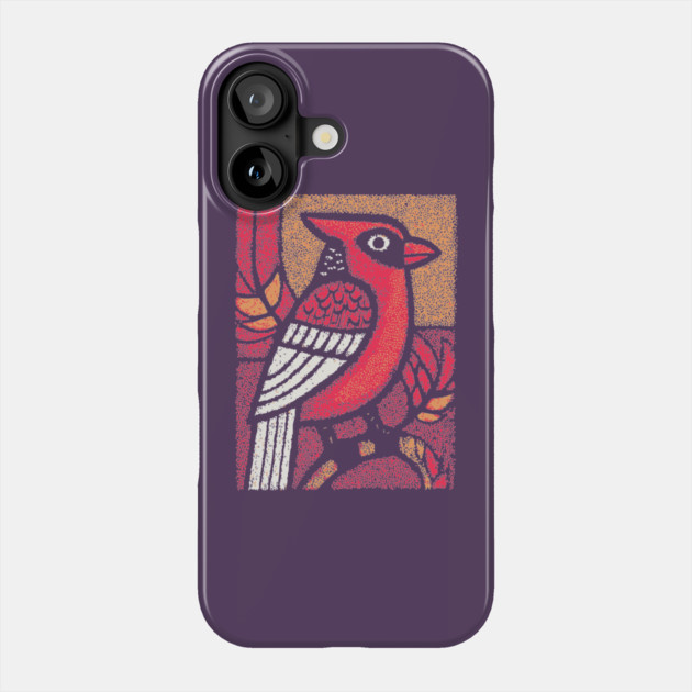 Folk Art Cardinal | Simple Woodland Bird Phone Case by TuncGK