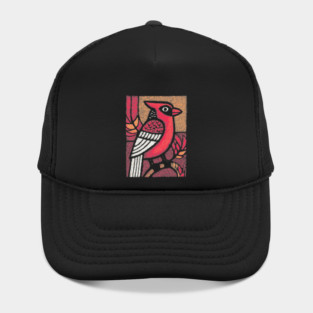 Folk Art Cardinal | Simple Woodland Bird Hat