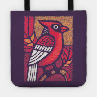 Folk Art Cardinal | Simple Woodland Bird Tote