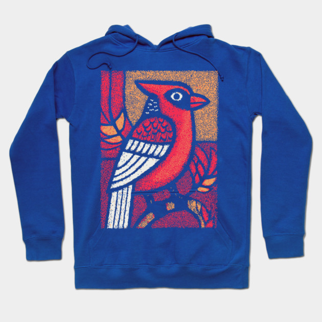 Folk Art Cardinal | Simple Woodland Bird Hoodie by TuncGK