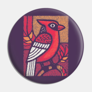 Folk Art Cardinal | Simple Woodland Bird Pin