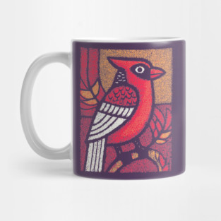 Folk Art Cardinal | Simple Woodland Bird Mug