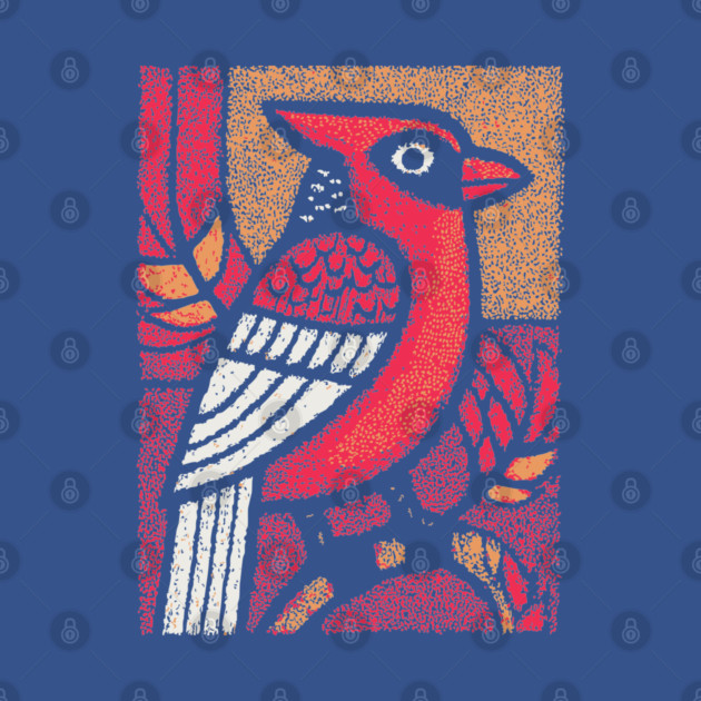 Folk Art Cardinal | Simple Woodland Bird by TuncGK