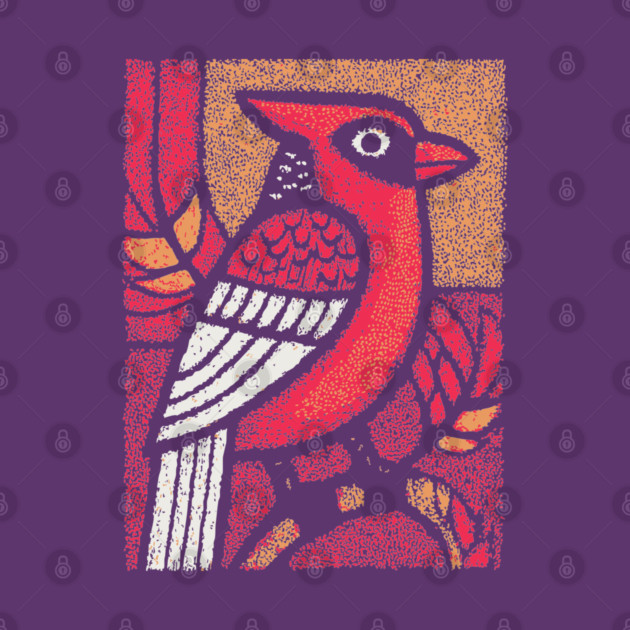 Folk Art Cardinal | Simple Woodland Bird by TuncGK