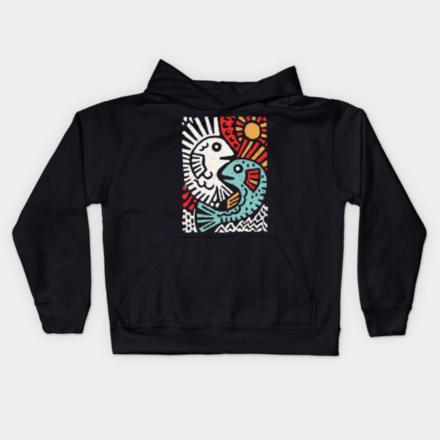 Pisces Sun God | Astrological Sun and Fish Kids Hoodie by TuncGK