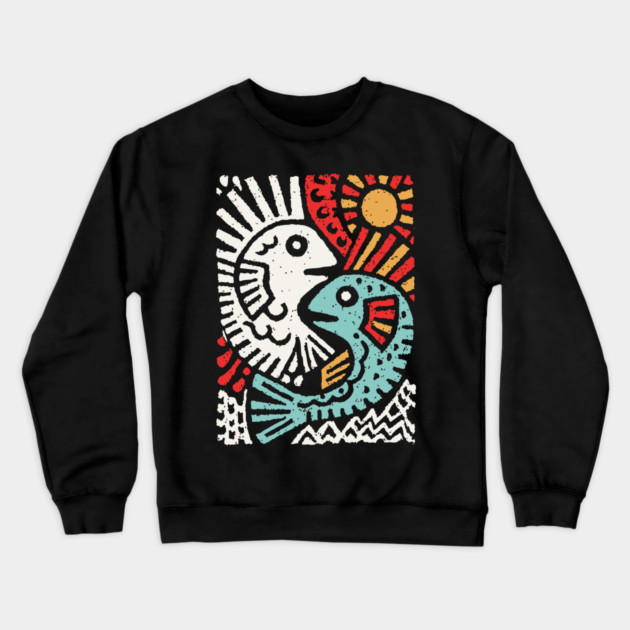 Pisces Sun God | Astrological Sun and Fish Crewneck Sweatshirt by TuncGK