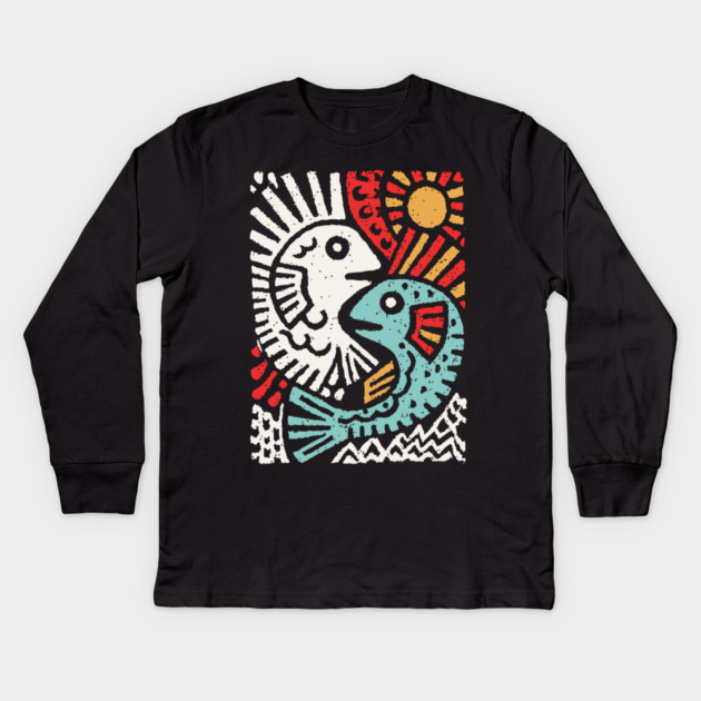 Pisces Sun God | Astrological Sun and Fish Kids Long Sleeve T-Shirt by TuncGK