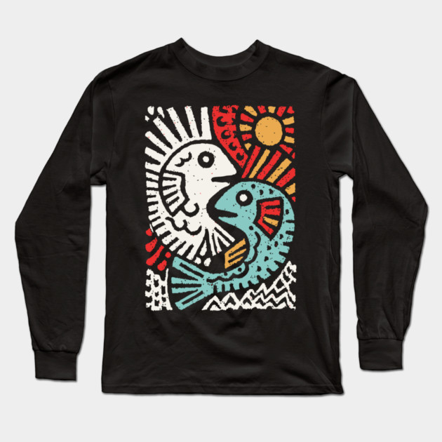 Pisces Sun God | Astrological Sun and Fish Long Sleeve T-Shirt by TuncGK