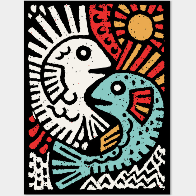 Pisces Sun God | Astrological Sun and Fish Wall Art by TuncGK