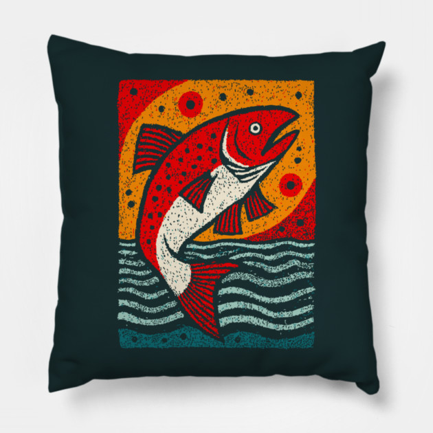 Leaping Salmon | Celtic Salmon of Knowledge Pillow by TuncGK