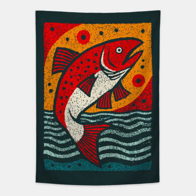 Leaping Salmon | Celtic Salmon of Knowledge Tapestry by TuncGK
