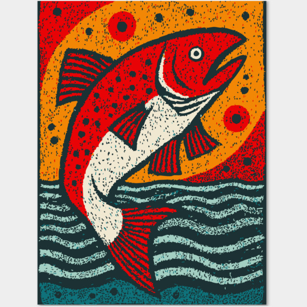Leaping Salmon | Celtic Salmon of Knowledge Wall Art by TuncGK