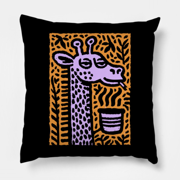 Lounging Giraffe | Beatnik Cafe Vibe Pillow by TuncGK