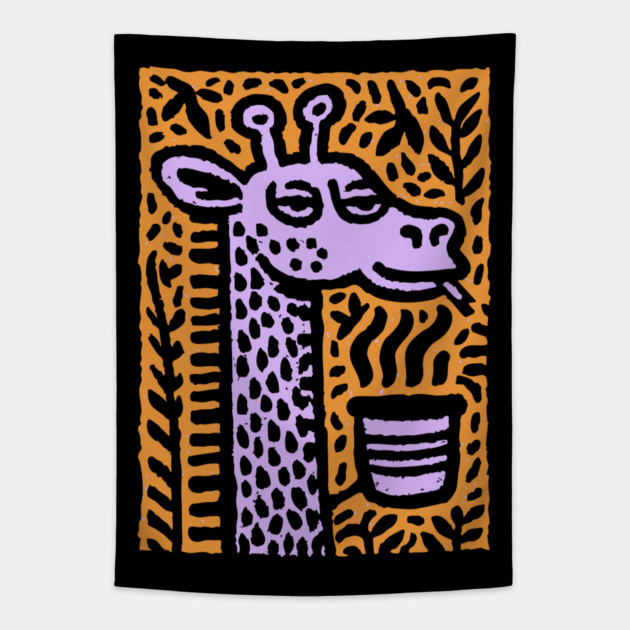 Lounging Giraffe | Beatnik Cafe Vibe Tapestry by TuncGK
