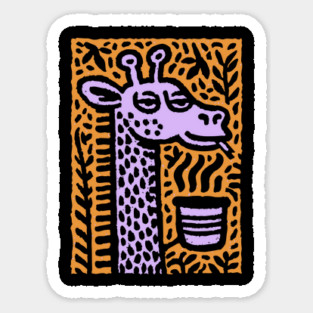 Lounging Giraffe | Beatnik Cafe Vibe Sticker