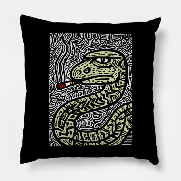 Chill Serpent | Wise Old Sage Snake Pillow by TuncGK