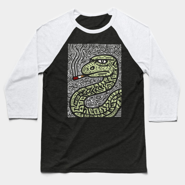 Chill Serpent | Wise Old Sage Snake Baseball T-Shirt by TuncGK