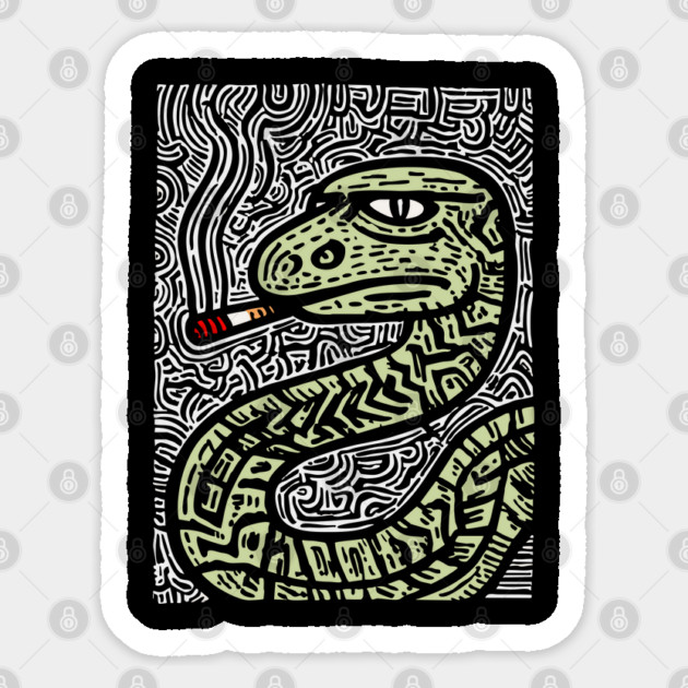 Chill Serpent | Wise Old Sage Snake Sticker by TuncGK