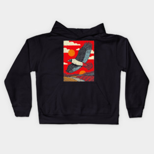 Soaring Vulture | Rustic Americana Landscape Kids Hoodie