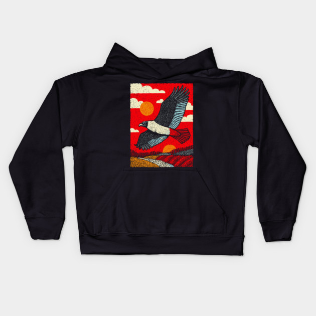 Soaring Vulture | Rustic Americana Landscape Kids Hoodie by TuncGK