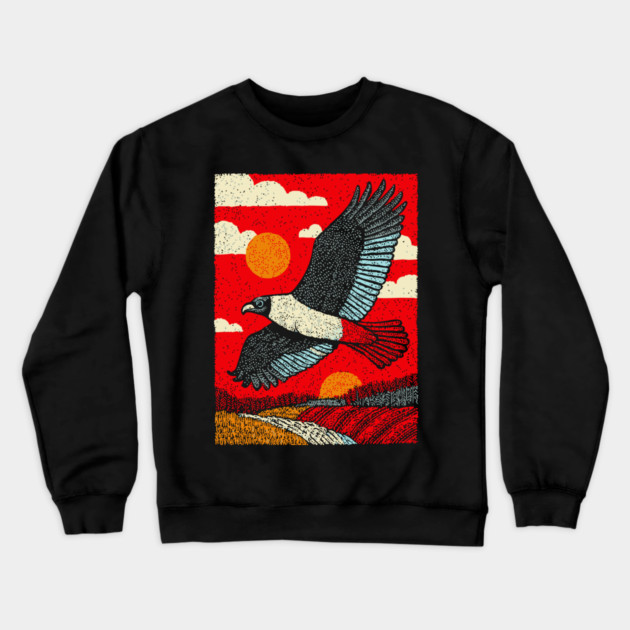 Soaring Vulture | Rustic Americana Landscape Crewneck Sweatshirt by TuncGK