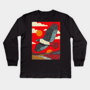 Soaring Vulture | Rustic Americana Landscape Kids Long Sleeve T-Shirt