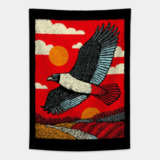 Soaring Vulture | Rustic Americana Landscape Tapestry