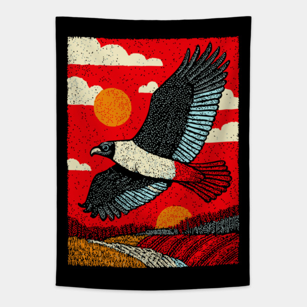 Soaring Vulture | Rustic Americana Landscape Tapestry by TuncGK