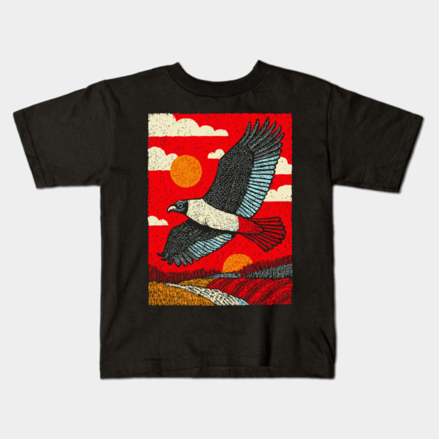 Soaring Vulture | Rustic Americana Landscape Kids T-Shirt by TuncGK
