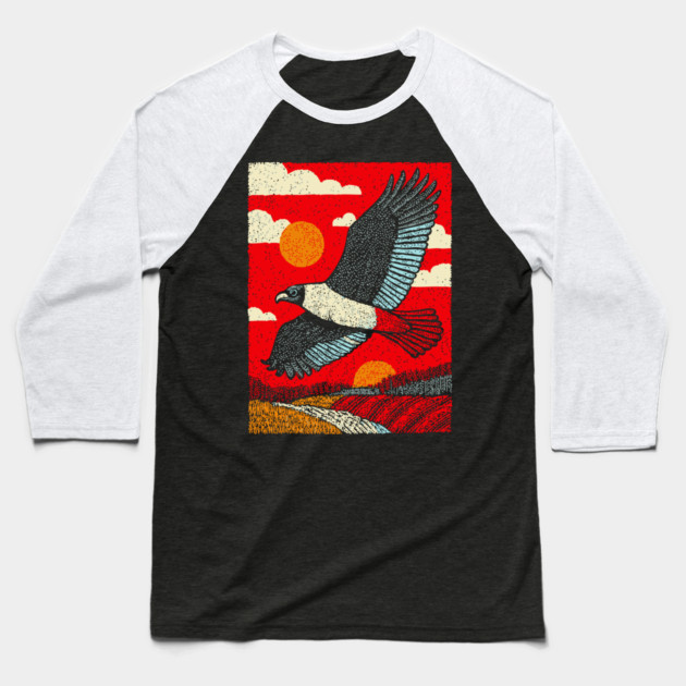 Soaring Vulture | Rustic Americana Landscape Baseball T-Shirt by TuncGK