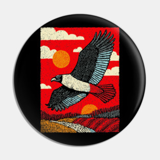 Soaring Vulture | Rustic Americana Landscape Pin