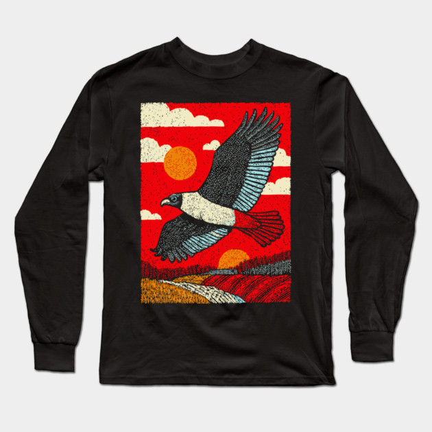 Soaring Vulture | Rustic Americana Landscape Long Sleeve T-Shirt by TuncGK