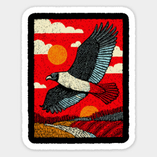 Soaring Vulture | Rustic Americana Landscape Sticker