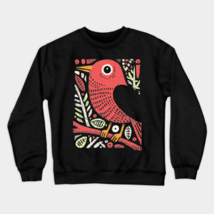 Whimsical Sparrow | Scandinavian Folk Art Bird Crewneck Sweatshirt