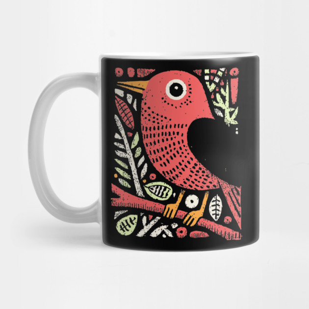 Whimsical Sparrow | Scandinavian Folk Art Bird by TuncGK