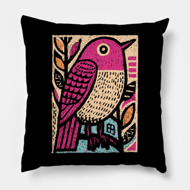 Abstract Sparrow | Modernist Bird Graphic Pillow by TuncGK