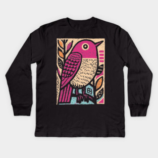 Abstract Sparrow | Modernist Bird Graphic Kids Long Sleeve T-Shirt