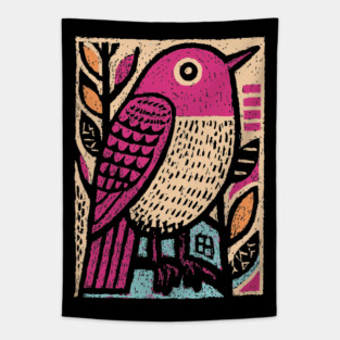 Abstract Sparrow | Modernist Bird Graphic Tapestry