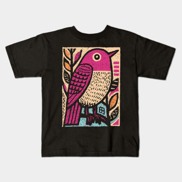Abstract Sparrow | Modernist Bird Graphic Kids T-Shirt by TuncGK