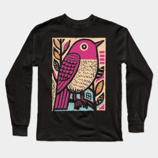 Abstract Sparrow | Modernist Bird Graphic Long Sleeve T-Shirt