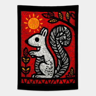 Folk Art Squirrel | Yggdrasil's Messenger Ratatoskr Tapestry