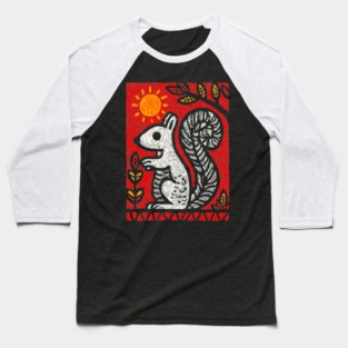 Folk Art Squirrel | Yggdrasil's Messenger Ratatoskr Baseball T-Shirt