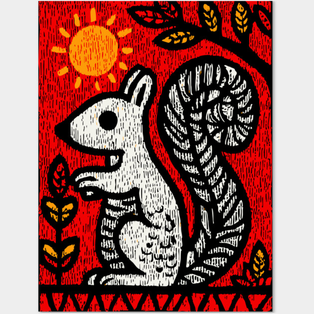 Folk Art Squirrel | Yggdrasil's Messenger Ratatoskr Wall Art by TuncGK