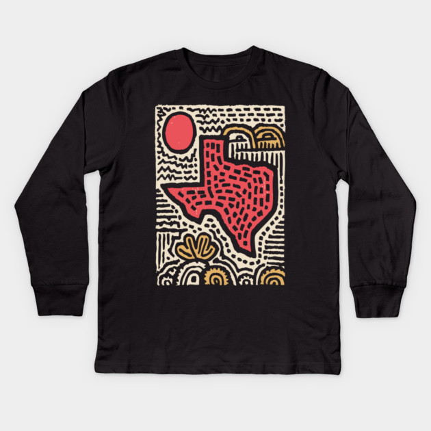 Abstract Texas | Lone Star State of Mind Kids Long Sleeve T-Shirt by TuncGK