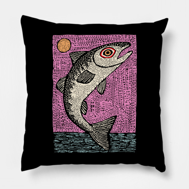 Ethereal Salmon | Dreamy River Spirit Pillow by TuncGK