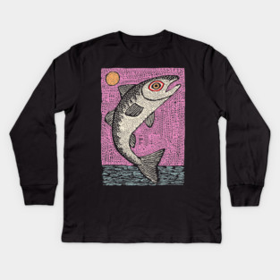 Ethereal Salmon | Dreamy River Spirit Kids Long Sleeve T-Shirt